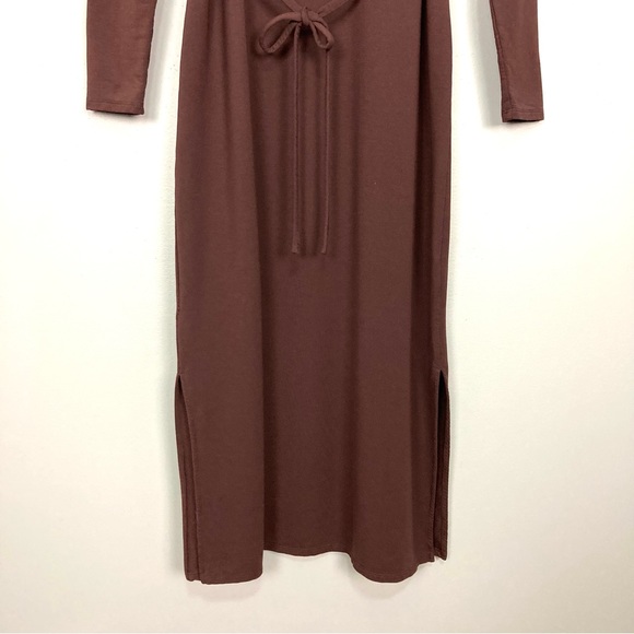 Garnet Hill Turtleneck Midi Dress Women’s Size XS Terry Knit Waist Tie Stretch - Picture 6 of 9